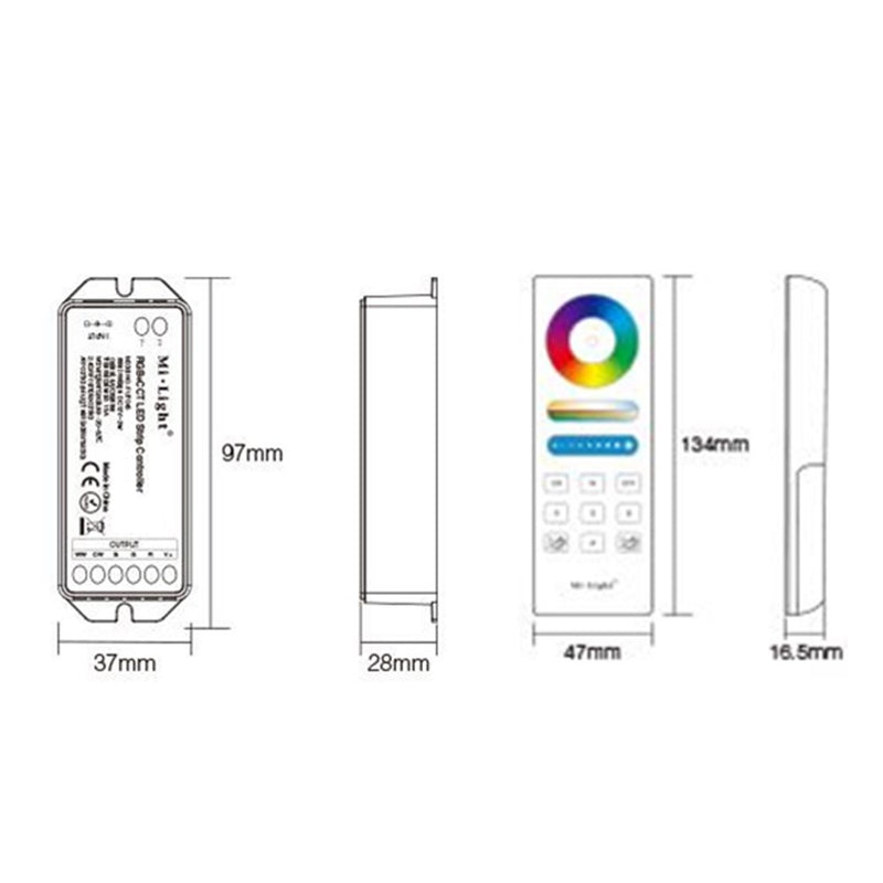 Milight FUT045A DC12V-24V 15A RGB+CCT LED Strip Controller + 2.4G RF Wireless Remote Control