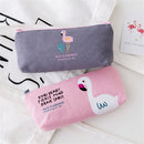 Mrosaa Cute Flamingo Canvas Pencil Case Small Fresh Zipper Large Capacity Pen Bag School Stationery