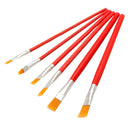 1 Set Red Rod Nylon Hair Painting Brush 6/12pcs Per Set For Oil Painting Flat Hair Brush Students Art Painting Stationery Washable Painting Pens