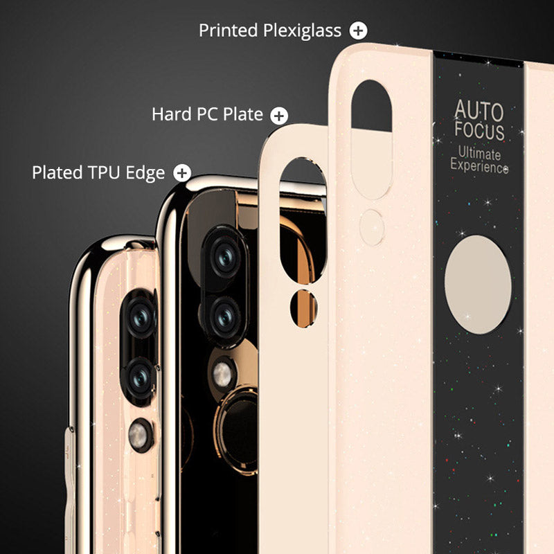 Bakeey Luxury Printed Tempered Glass Soft Silicone Protective Case For Xiaomi Redmi Note 7 / Redmi Note 7 Pro