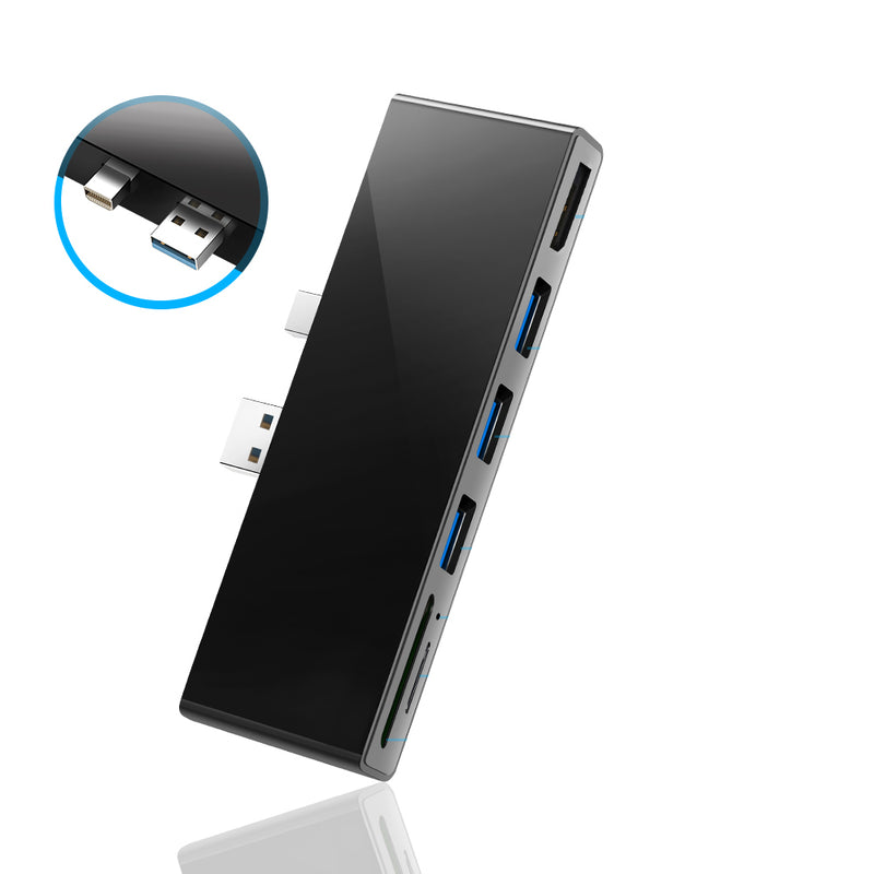 Rocketek SH767 USB 3.0 Hub SD/TF Card Reader 6 Ports DP 4K 30Hz Adapter for U Disk Printer Mouse Phone