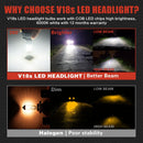 2Pcs V18 4 Face 8000Lm Csp Car Headlight 60W/360 Degree No Dead Angle Light