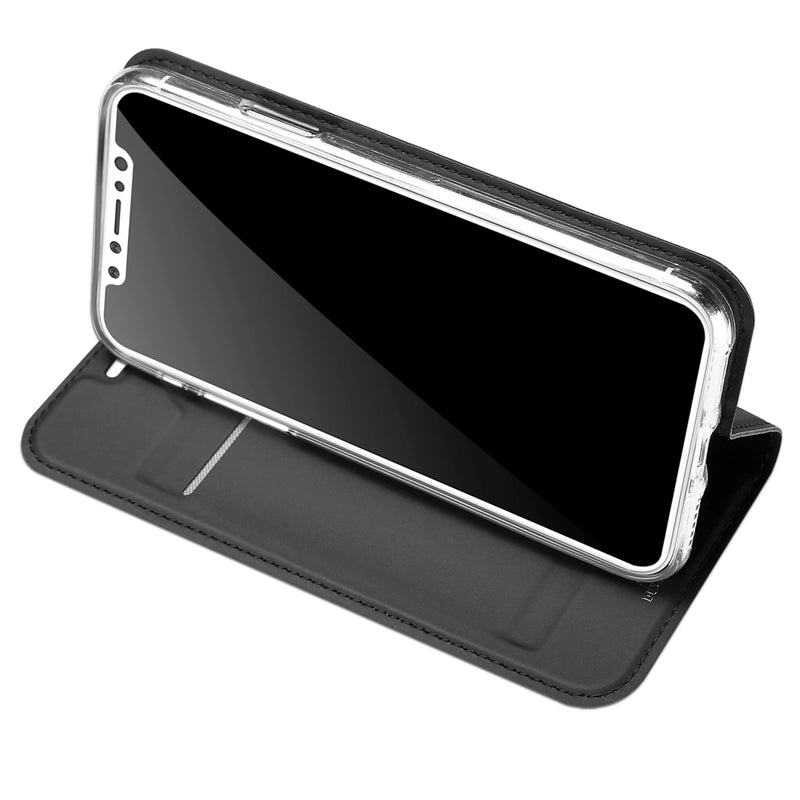DUX DUCIS Magnetic Flip Card Slot Bracket PU Leather Case For iPhone X