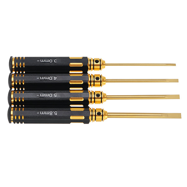 Raitool 4Pcs 3.0/4.0/5.0/5.8mm Titanium Alloy Slotted Head Screwdriver for Electronic Repair