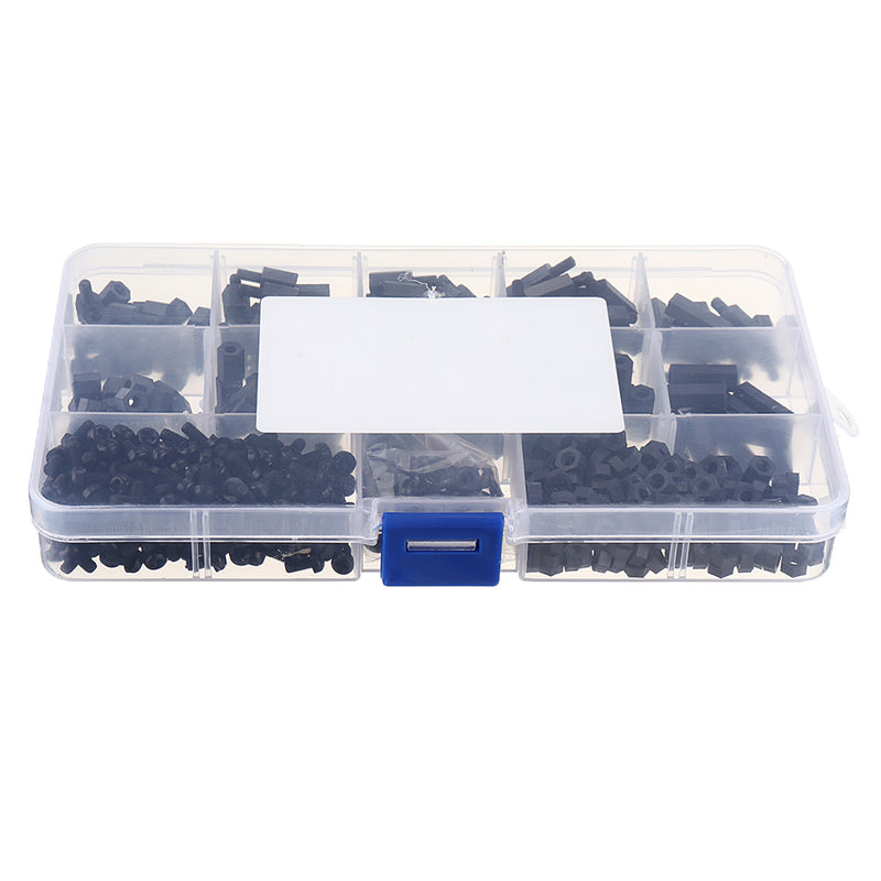 Suleve M3NH17 780Pcs M3 Nylon Screw Black Hex Screw Nut PCB Standoff Spacer Column Assortment Kit