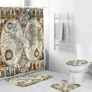 4Pcs Home Bathroom Decor Set Bathroom Map Pattern Toilet Seat Cover Bath Ma