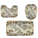 4Pcs Home Bathroom Decor Set Bathroom Map Pattern Toilet Seat Cover Bath Ma