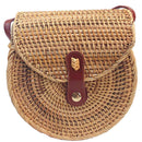 Crossbody Shoulder Bag Rattan Handmade Round Straw Woven Boho Beach Travel
