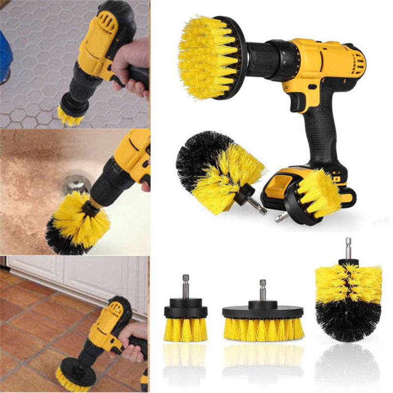 3Pcs Yellow/Red/Blue Drill Cleaning Brush Tub Cleaner Tile Grout Power Scrubber Combo Kit