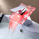 LED Color Changing Waterfall Faucet Bathroom Sink Faucet Glass Basin Bathtub Mixer Tap