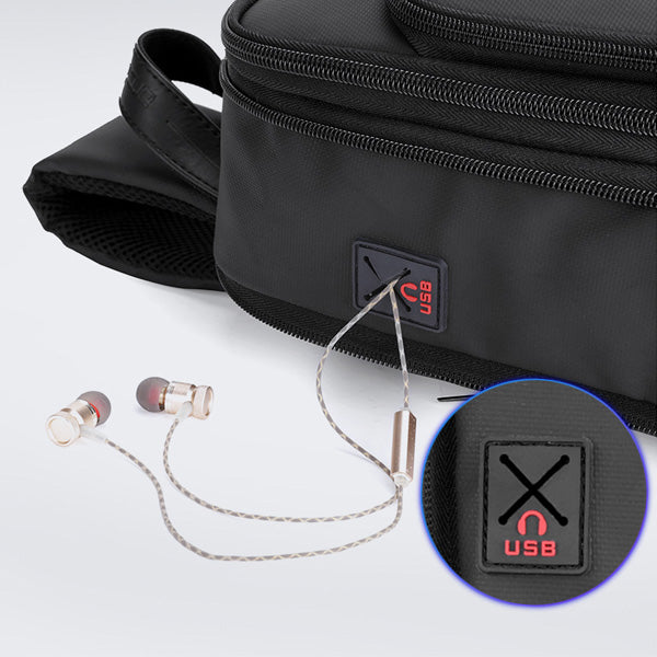 ARCTICHUNTER XB00111 9L Men Shoulder Bag USB Headphone Port Waterproof Chest Bag Anti-theft Crossbody Bag