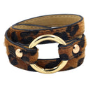 Leopard Print Big Round Circle Multilayer Leather Bracelets Women Fashion GiP9T9