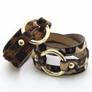 Leopard Print Big Round Circle Multilayer Leather Bracelets Women Fashion GiP9T9
