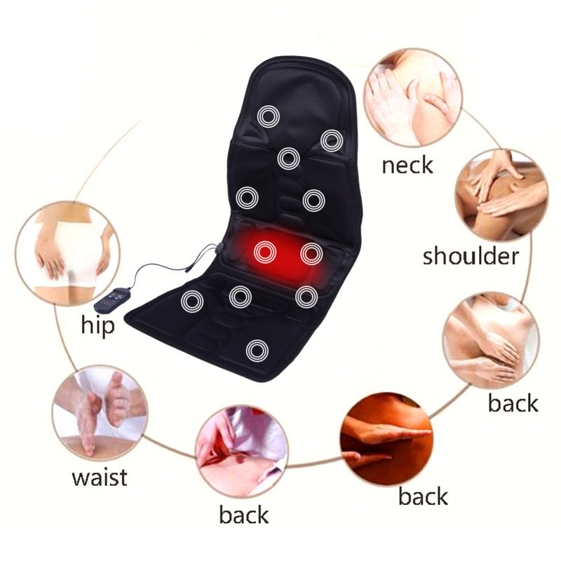 Electric Back Neck Massage Chair Seat Auto Car Home Office Full-Body Lumbar Chair Massage