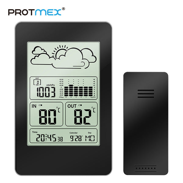 Protmex 3363 Weather Station Clock Weather Indoor And Outdoor Forecast Station Alarm Clock