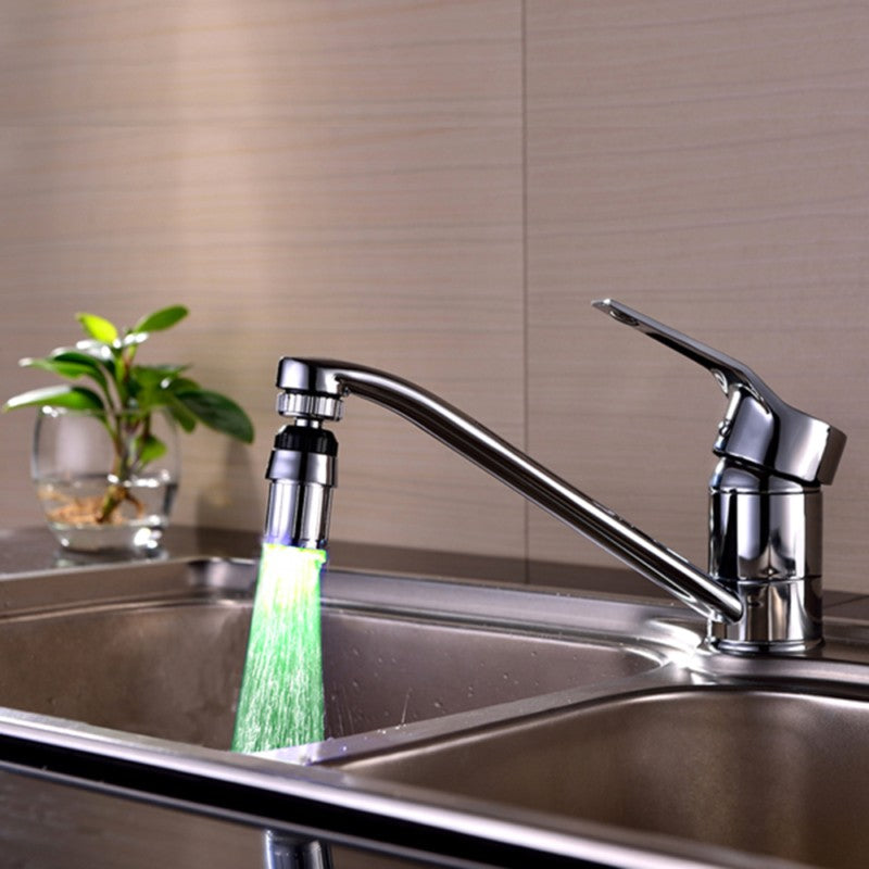 Bathroom 360 Degree Rotation Glowing 3 Changing Colors LED Light Temperature  Faucet