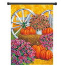 28'' x 40'' Pumpkin Wagon Wheel Fall Autumn Decorative House Flag Large Banner Decorations