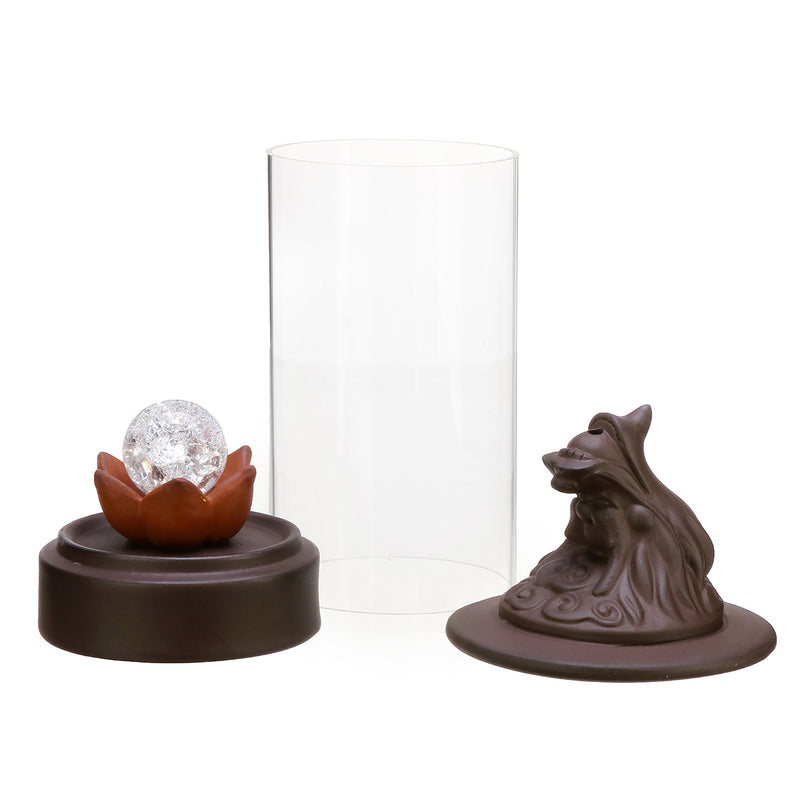 7 Color LED Changing Incense Burner Backflow Waterfall Smoke Censer Holder with Cones