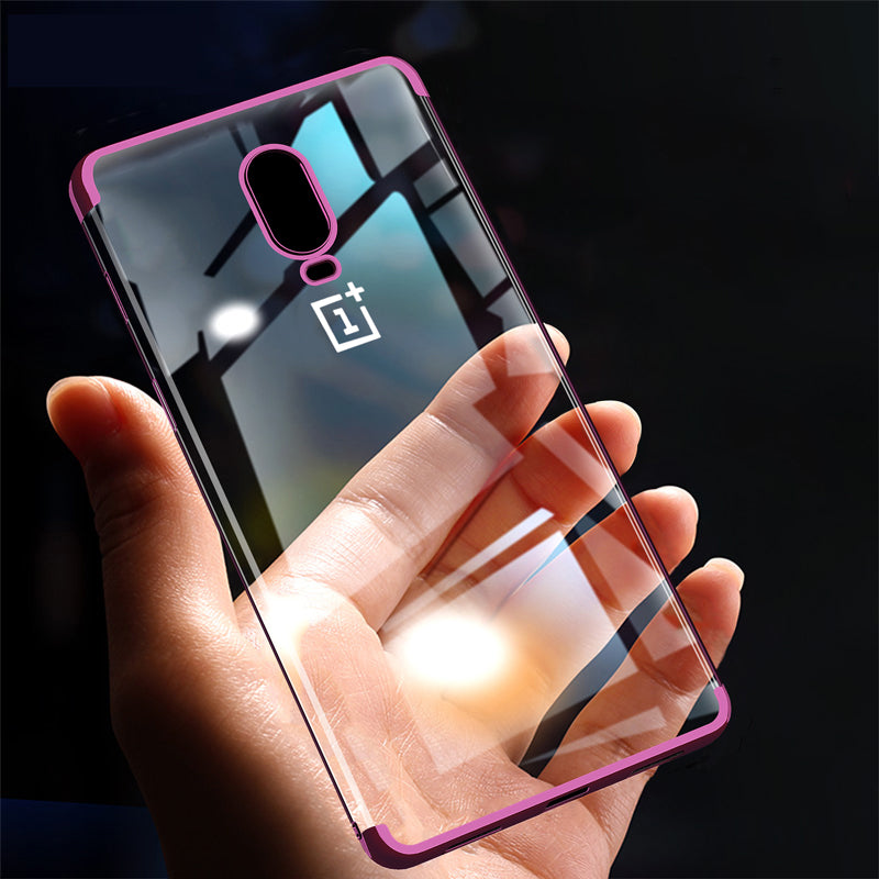 Bakeey Plating Transparent Shockproof Soft TPU Back Cover Protective Case for OnePlus 7