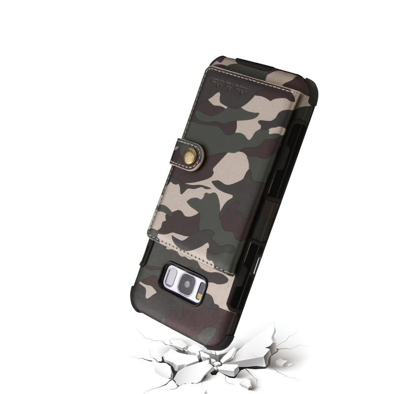 Camouflage Wallet Card Slots Protective Case For Samsung Galaxy S8 Plus