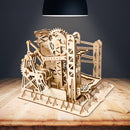 3D Self-Assembly Wooden Marble Run Lift Puzzle Magic Crush Handcrank Mechanical Model Building Education Gift