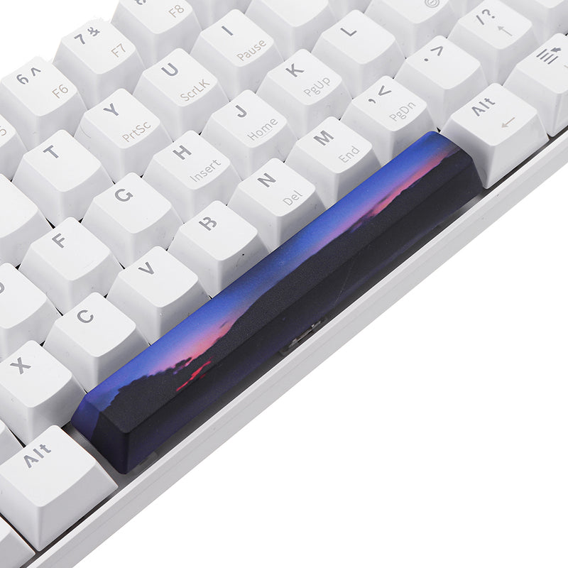 Five-sided Dyesub PBT OEM Profile Sunset Clouds Space Bar 6.25u Novelty Keycap for GK61 Black Case and Cherry MX Switch Keyboard