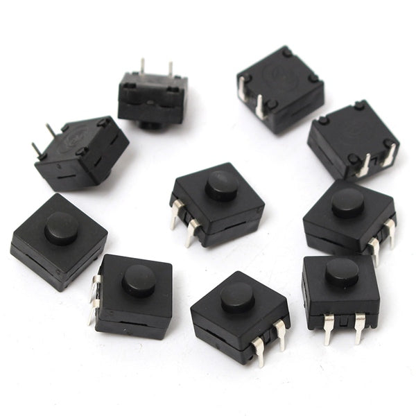 10PCS DIP PCB Mini Latching Tactile Tact Push Button Switch 12x12x9mm