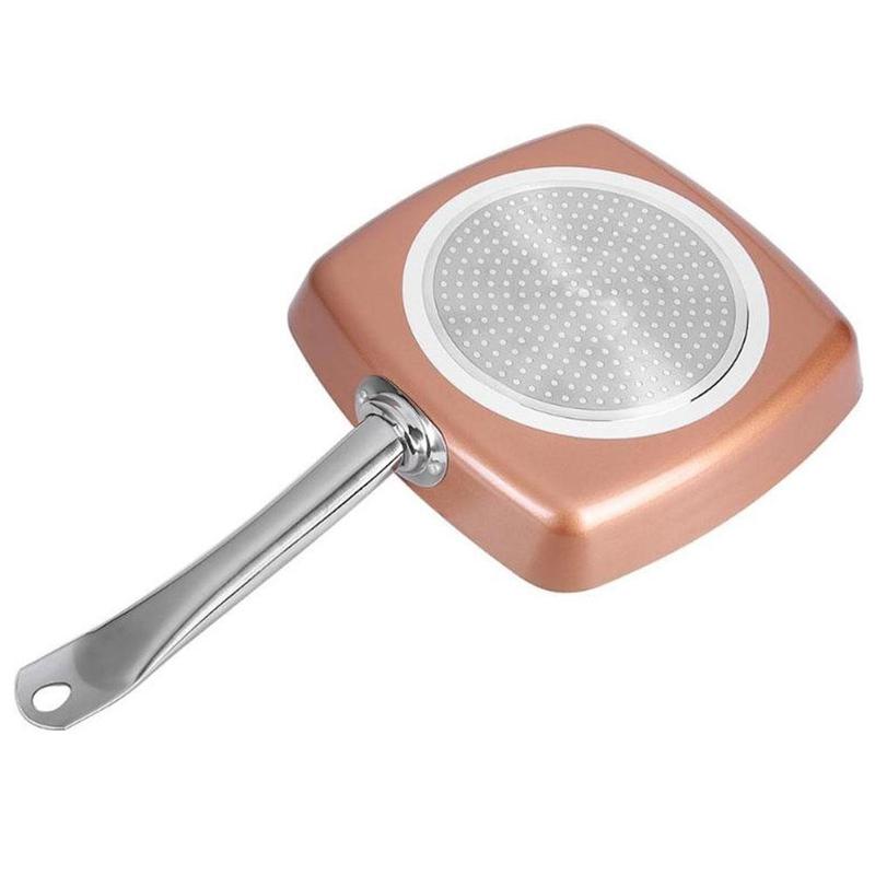 Non-stick Copper Square Pan with Ceramic Frying Pan Copper Oven & Dishwasher Chef Square Fry Pan