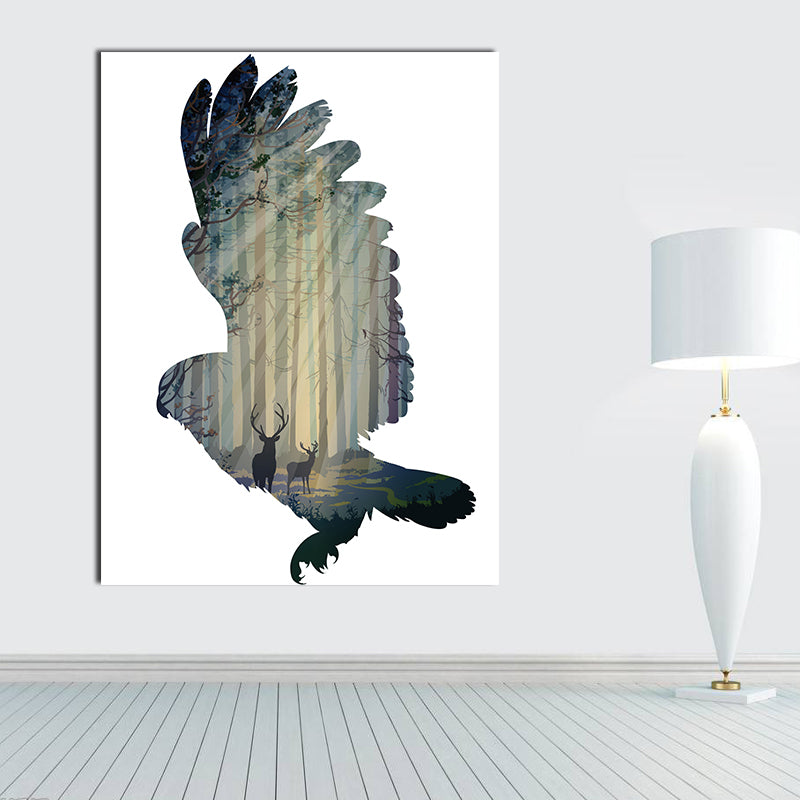 Miico Hand Painted Oil Paintings Simple Style-A Flying Owl Wall Art For Home Decoration Painting