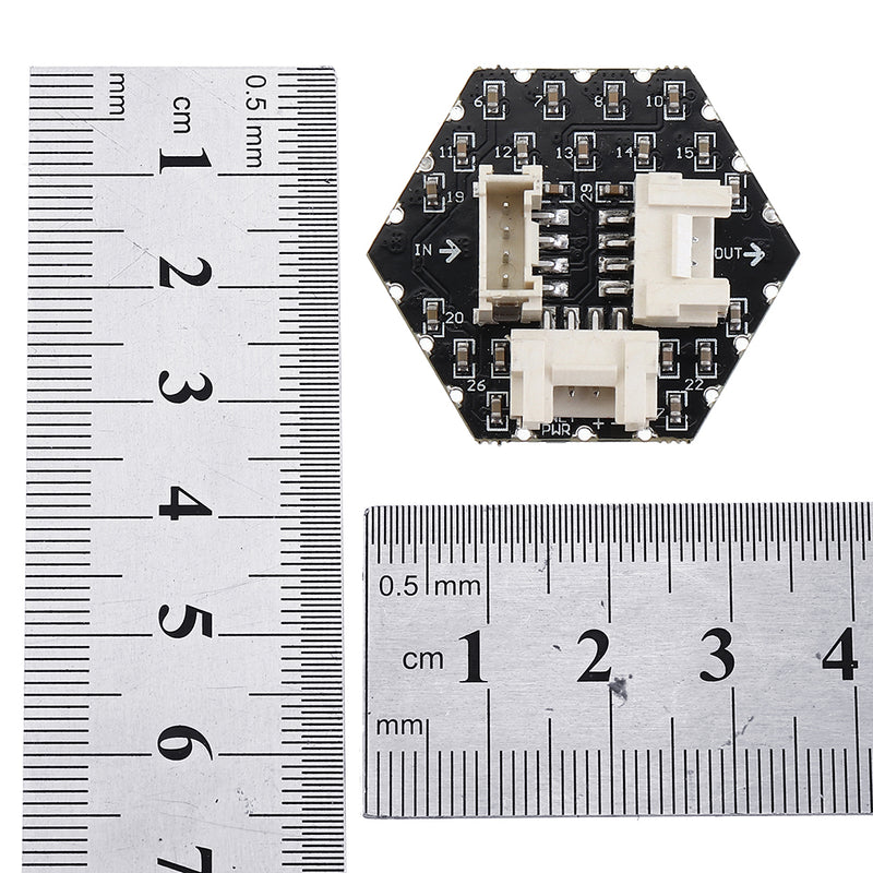 WS6812 37Pcs HEX RGB LED Hexagon LED Board with  3 GROVE Port Compatible with M5Stack UI-Flow