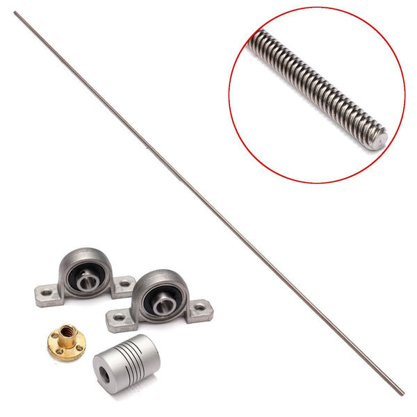 T8 1000mm Stainless Steel Lead Screw with Shaft Coupling and Mounting Support