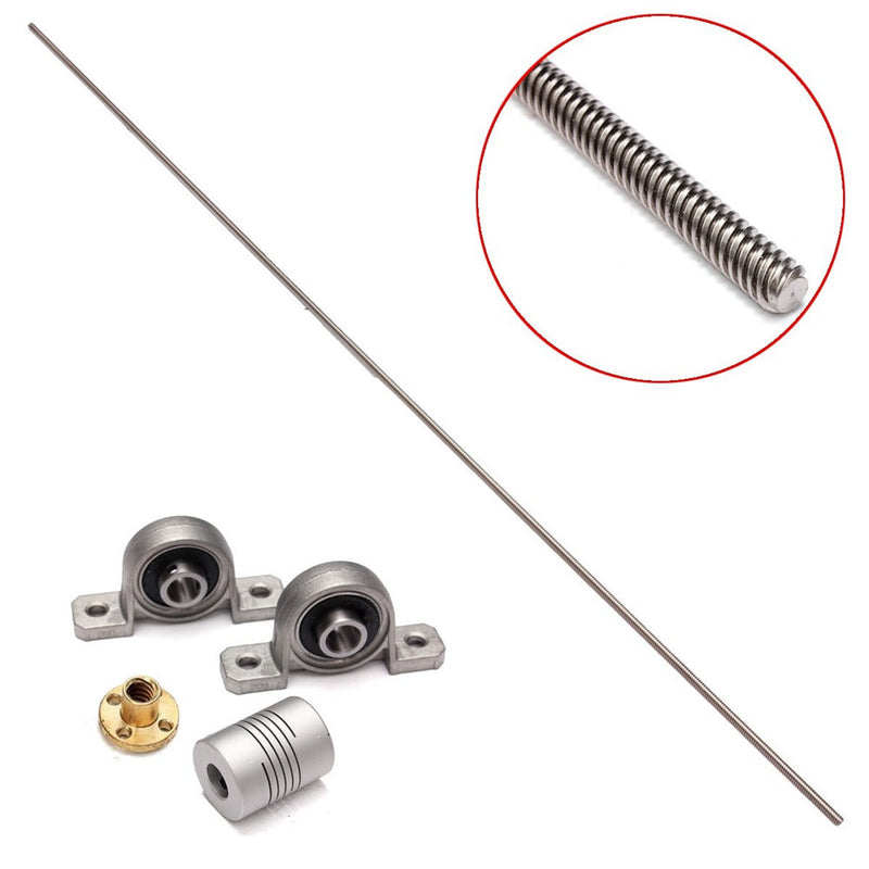 T8 1000mm Stainless Steel Lead Screw with Shaft Coupling and Mounting Support