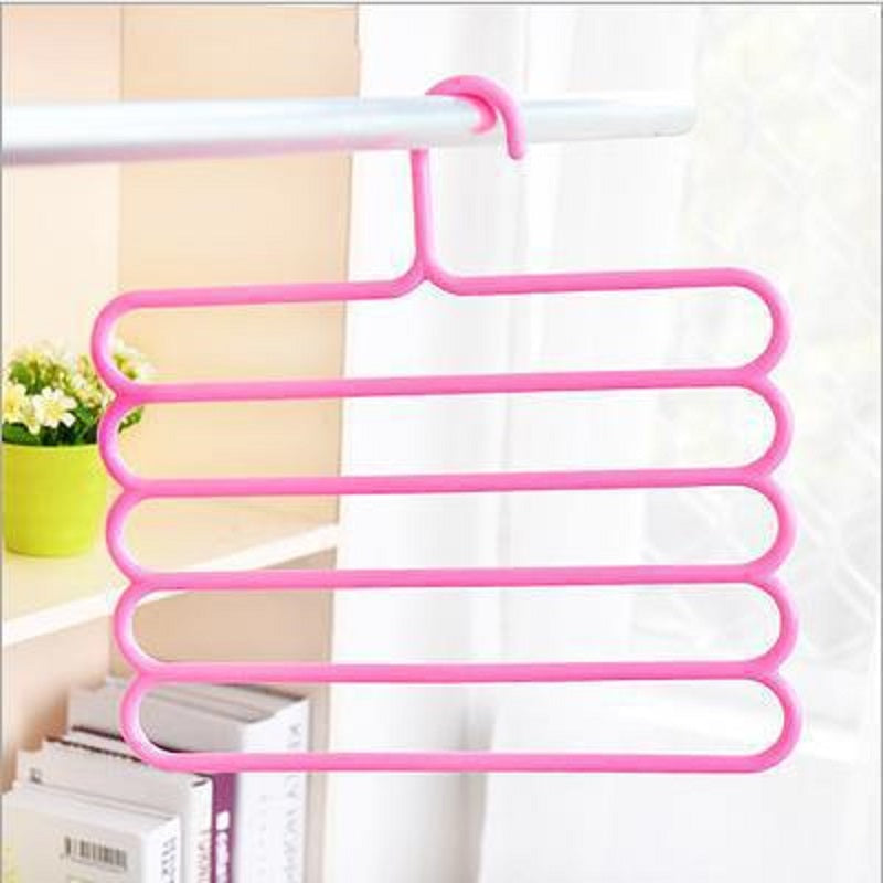 Multifunctional Anti Skid Trousers Rack 5 Layer Hanging Pants Cloth Plastic Hanger