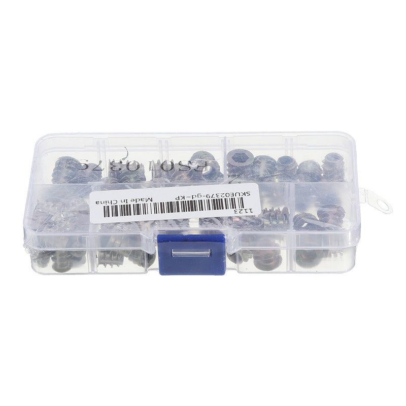 Suleve MXZN3 70Pcs M4/M5/M6 Zinc Alloy Wood Furniture Hex Socket Drive Head Threaded Insert Nut Internal and External Nut 8-15mm