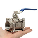 1/2 Inch Threaded 3 Piece Stainless Steel Ball Valve NPT Full port 1000WOG