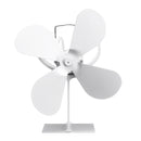 4 Blade Heat Powered Wood Stove Fan White For Wood Burner Fireplace Eco Fan
