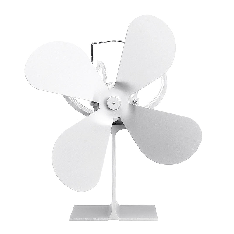 4 Blade Heat Powered Wood Stove Fan White For Wood Burner Fireplace Eco Fan