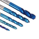 Drillpro 5Pcs M3-M8 Spiral Thread Screw Tap Drill Blue Nano Coated Machine Tap Metric Drill Bit Set