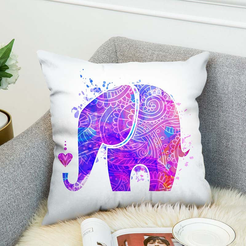 3D Bohemian Style Elephant Double-sided Printing Cushion Cover Linen Cotton Throw Pillow Case Home Office Sofa