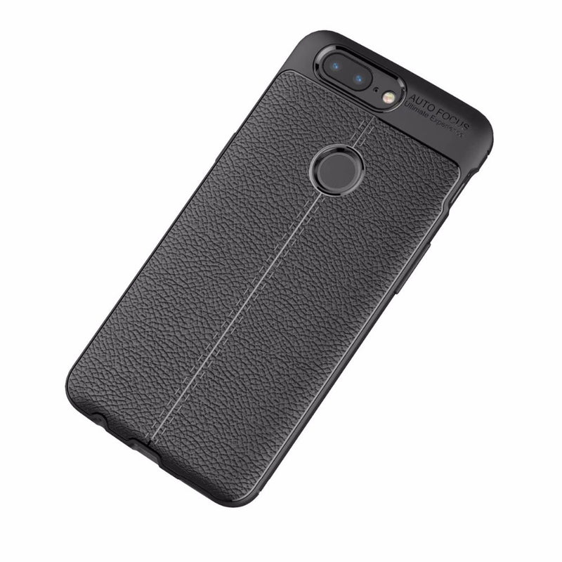Litchi Leather Shockproof Soft TPU&Silicone Back Cover For OnePlus 5T