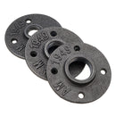10Pcs/Set 1/2" 3/4" 1" Malleable Cast Iron Floor Flange Plates 4 Holes Black Pipes Fittings Industrial Pipe Furniture Wall Mount DIY Decor