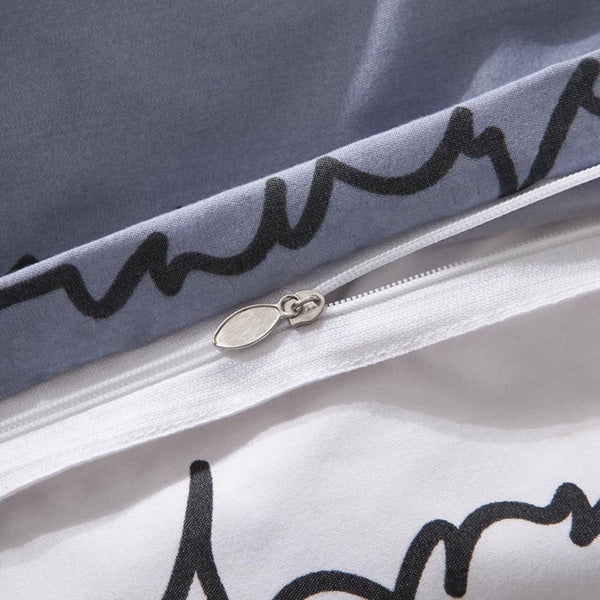 3 Or 4pcs Polyester Fiber Letters Reactive Dyeing Bedding Sets Twin Full Queen Size