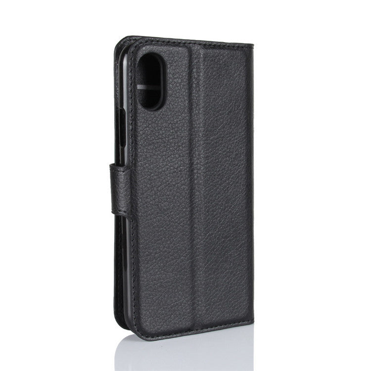 Litchi Texture Card Slot Bracket Flip Leather Case For iPhone X