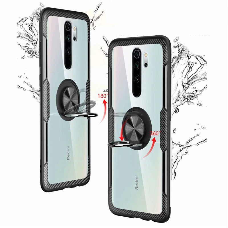For Xiaomi Redmi Note 8 Pro Case Bakeey 360 Adjustable Ring Holder Anti-slip Shockproof Transparent TPU Protective Case