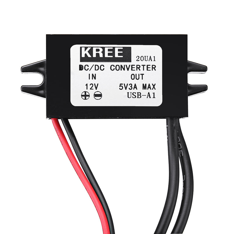KREE DC 12V to DC 5V 3A to Double USB Interface Power Supply Converter Step-Down Converter