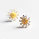 Korean 925 Sterling Silver Small Daisy Flower Ear Stud Earrings