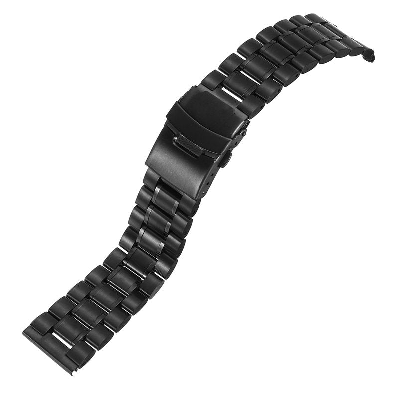 18/20/22/24mm Stainless Steel Double Lock Flip Bracelet Watch Band Link Black