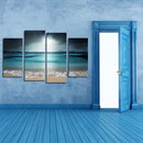 Miico Hand Painted Four Combination Decorative Paintings Blue Sea Wall Art For Home Decoration