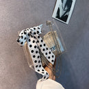 Fashion Straw Bucket Silk Scarf Chain Messenger Bag Summer Transparent Bag