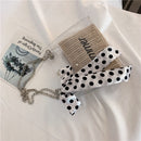 Fashion Straw Bucket Silk Scarf Chain Messenger Bag Summer Transparent Bag